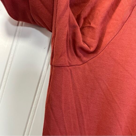 J Jill Wearever Collection V Neck Faux Wrap Front 3/4 Sleeve Top Coral L - Picture 9 of 16